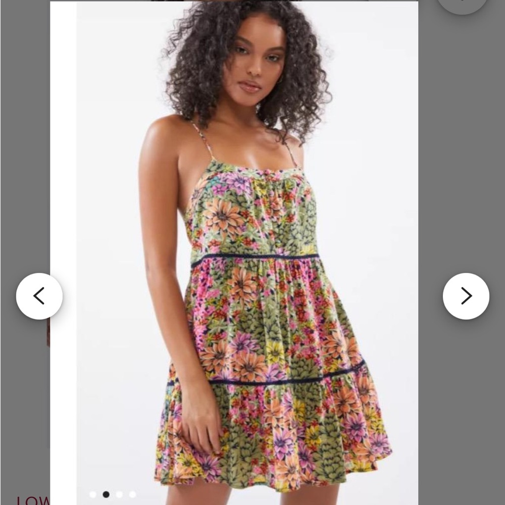 Urban Outfitters Honey Tiered Babydoll Flowy Mini Dress Small Floral 90s Slip